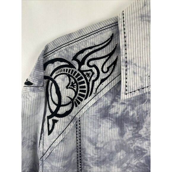 Roar Signature Button-Up Blue Shirt w/ Embroidered Slash Designs Mens Size XXL - Picture 3 of 13